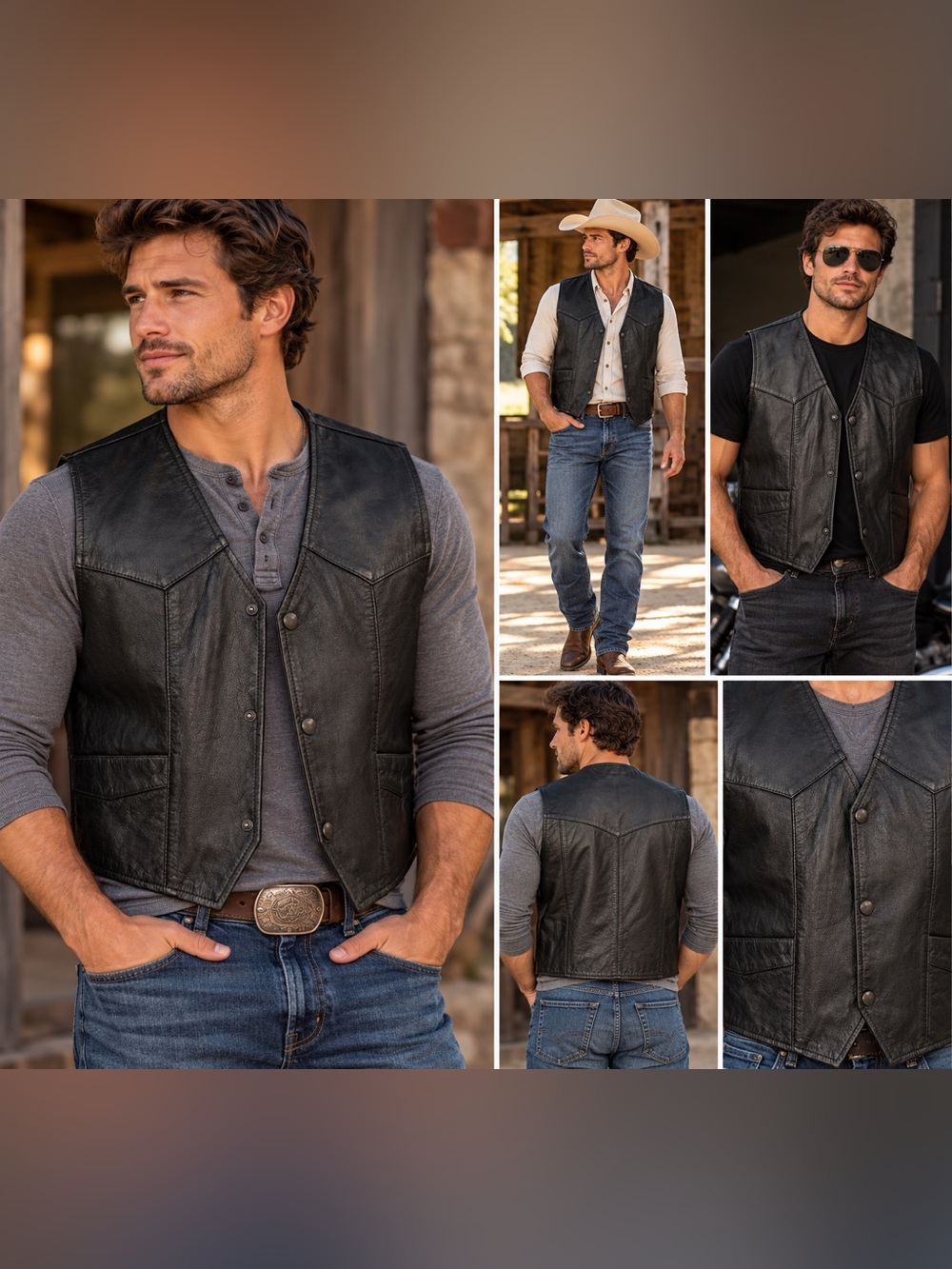 Leather Gallery Classic Black Genuine Leather Vest - XXL -